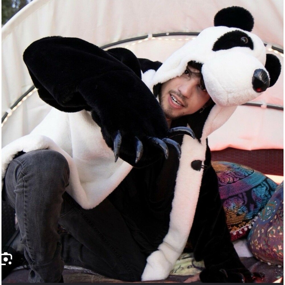 Panda Bear Fur Coat Jacket One Size Black White Soft Plush Costume Cosplay New
